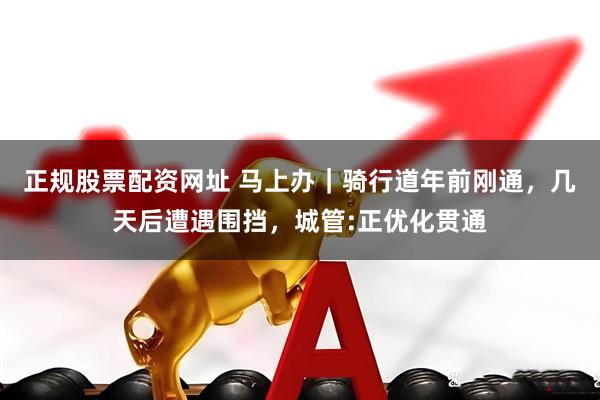 正规股票配资网址 马上办｜骑行道年前刚通，几天后遭遇围挡，城管:正优化贯通